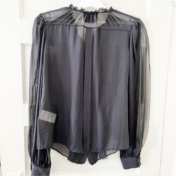 DOLCE & GABBANA 100% Silk Sheer Black Open Sleeve Top, Italian 44 / US M - Picture 8 of 15
